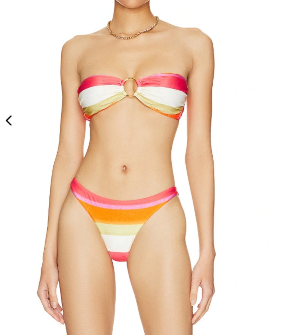 New! Set! Vix Swimwear Greta Bikini Top and bottom stripe print, size M